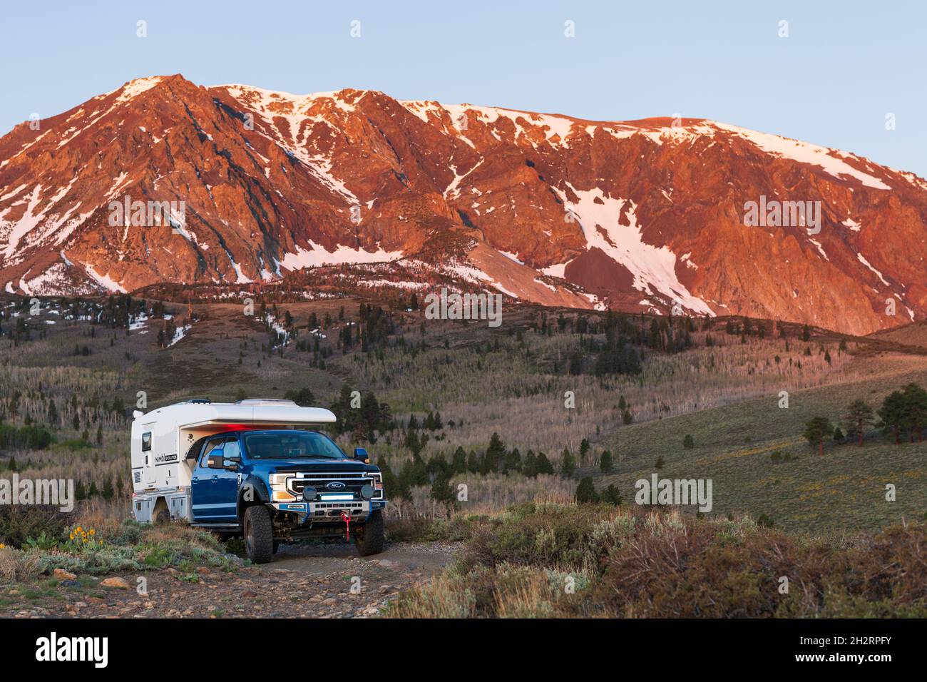 High end Overlanding off road vehicle made on a ford F350 Chassis by NIMBL vehicle company out of Auburn California, North America Stock Photo