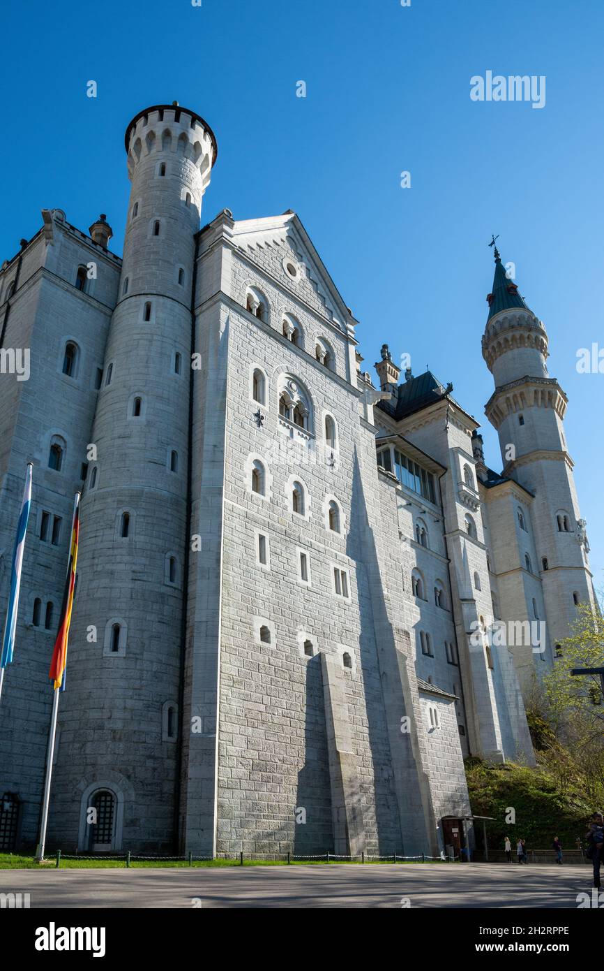 Views of the Neuschwanstein Castle, was commissioned by King Ludwig II of Bavaria, is one of the most visited castle in Europe, located in the municip Stock Photo