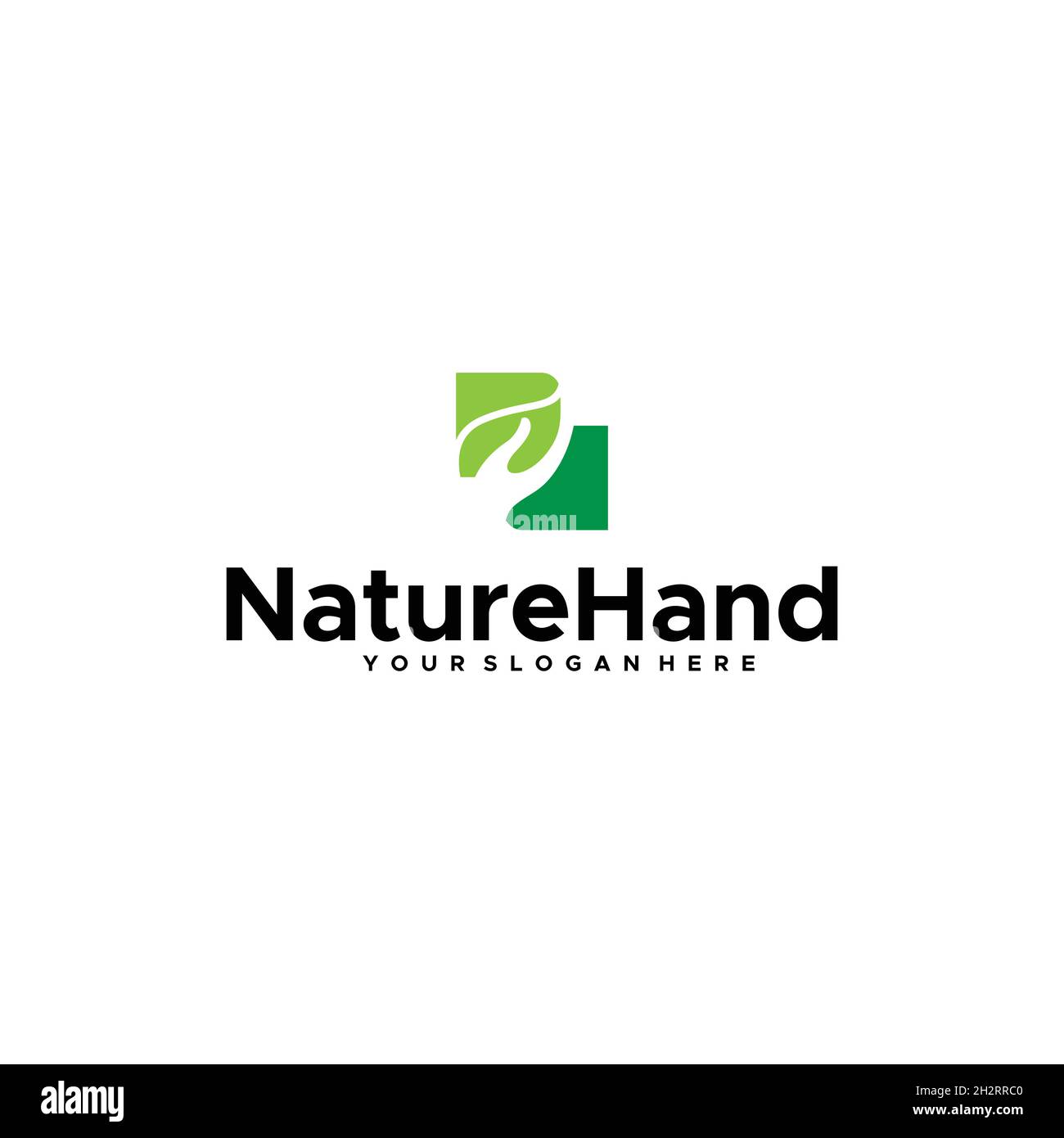 flat NatureHand arm leaves leaf plants logo design Stock Vector