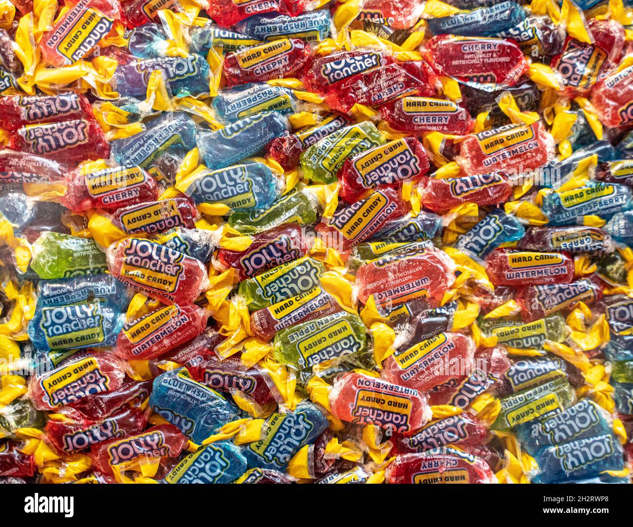 Hershey, Pennsylvania – October 15, 2021: Colorful Jolly Rancher Hard Candy on display at Hershey Chocolate World retail store Stock Photo