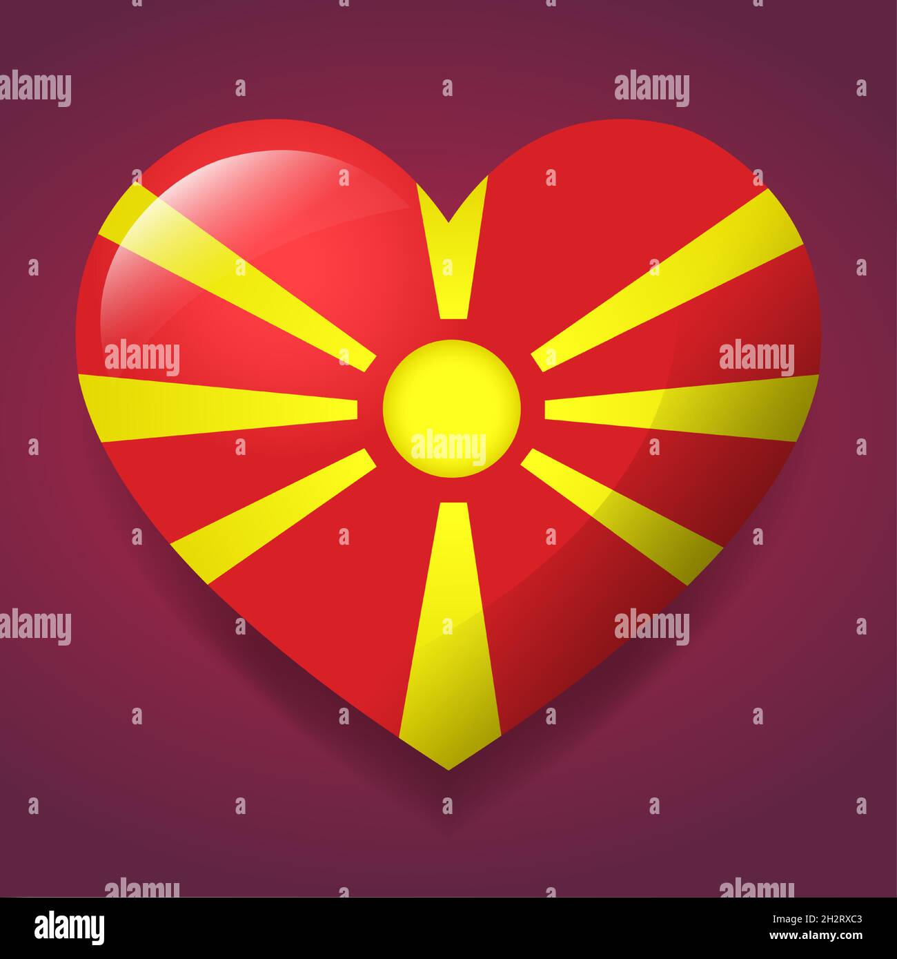 heart with North Macedonia flag vector symbol illustration Stock Vector