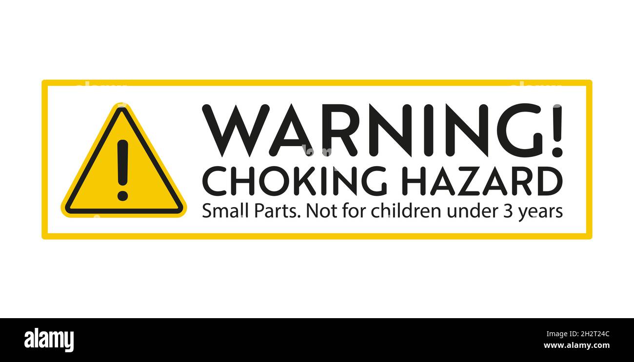 Choking hazard warning sign. Not for children under 3 years sticker. Vector design elements for objets with small parts. Stock Vector