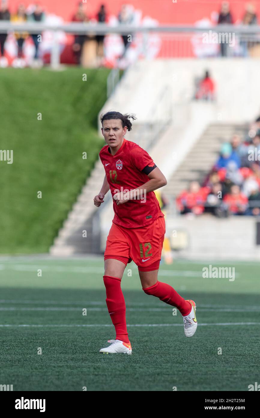 Ottawa, Canada, October 23, 2021: Christine M. Sinclair of Team Canada during the Celebration Tour match against Team New Zealand at TD Place in Ottawa, Canada. Canada won the match 5-1. Stock Photo