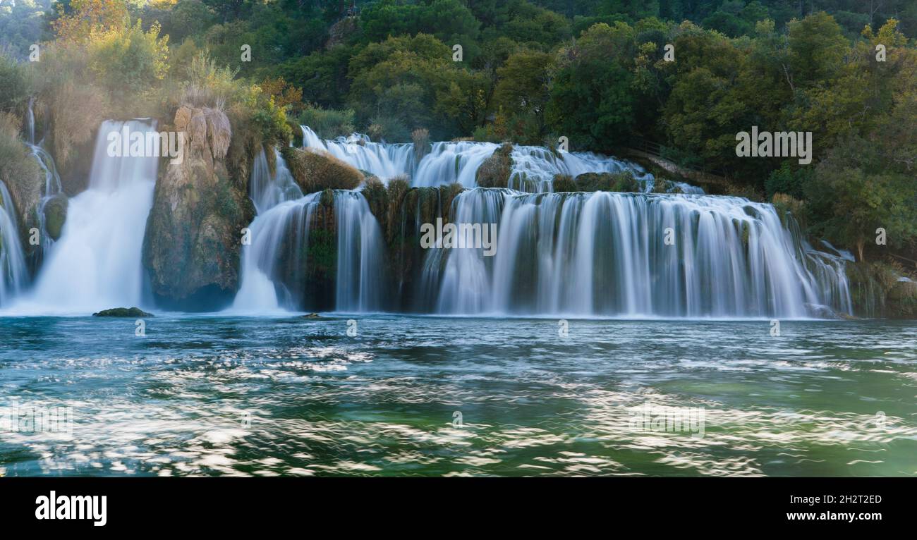 Long Exposure View of waterfall Skradinski Buk in Krka National Park Stock Photo