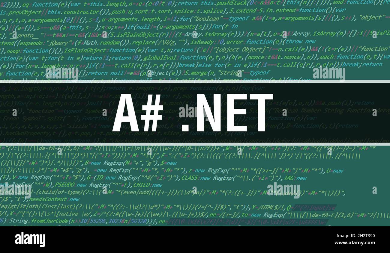 A# .NET text written on Programming code abstract technology background ...