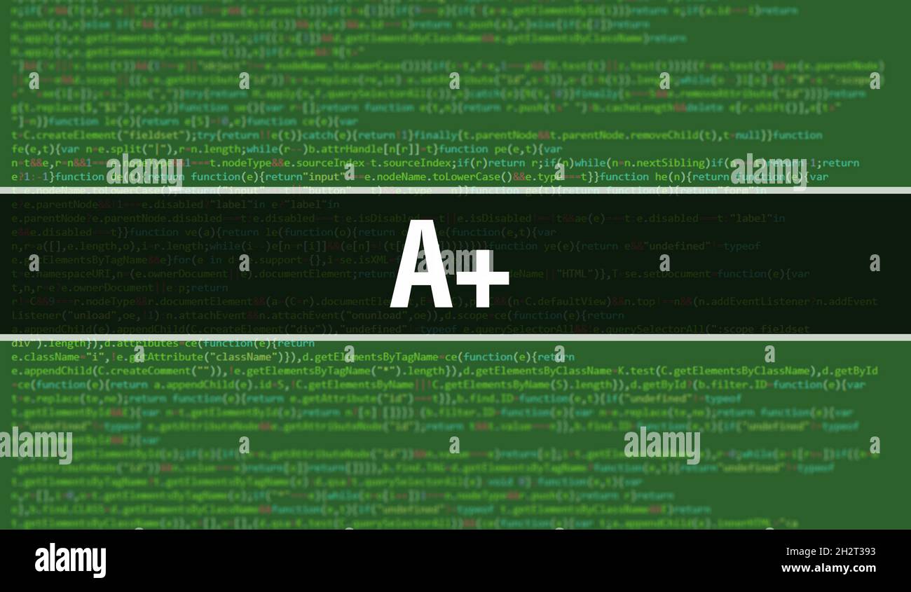 A+ concept with Random Parts of Program Code. A+ with Programming code ...