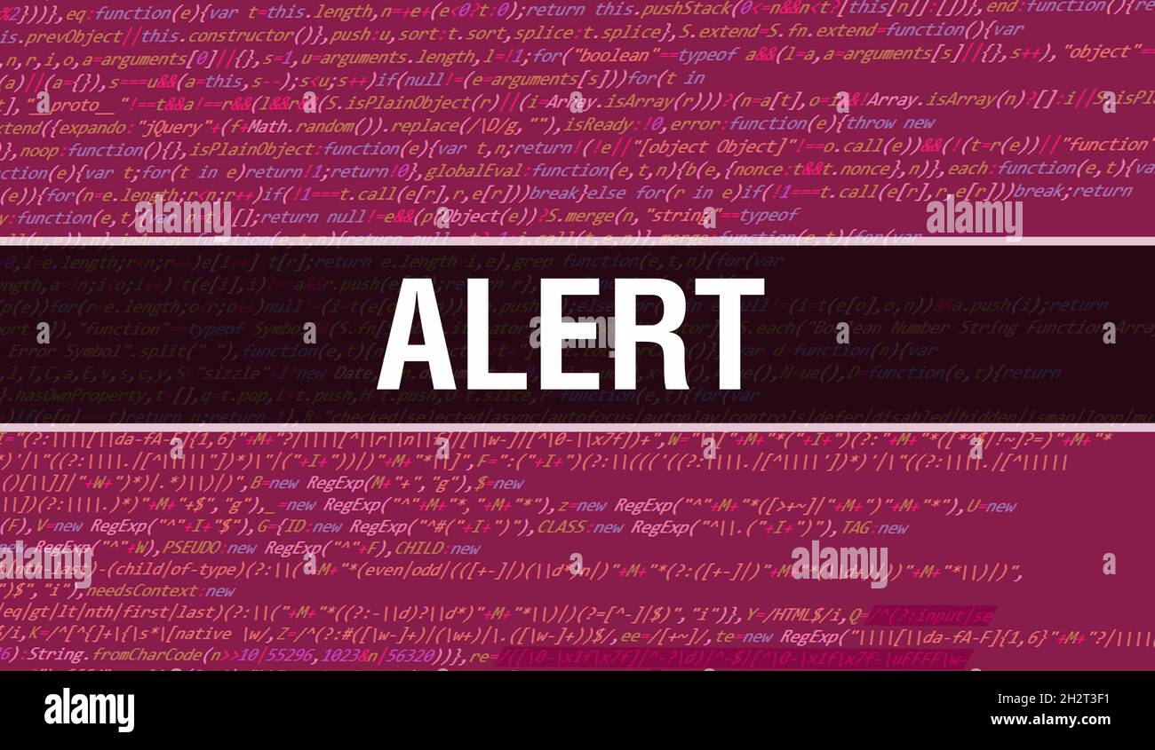Alert text written on Programming code abstract technology background ...
