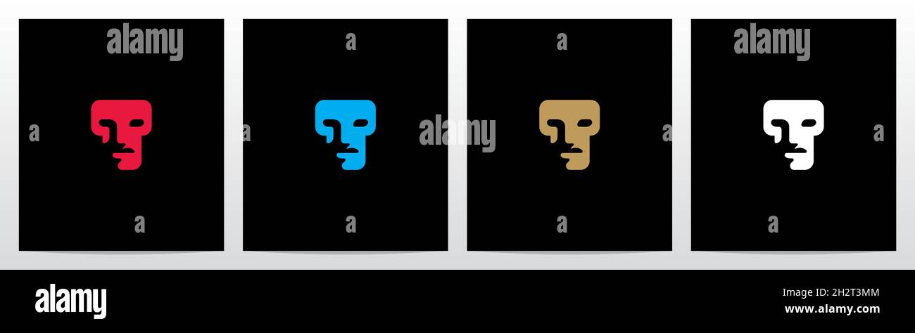 Human Face On Letter Logo Design T Stock Vector