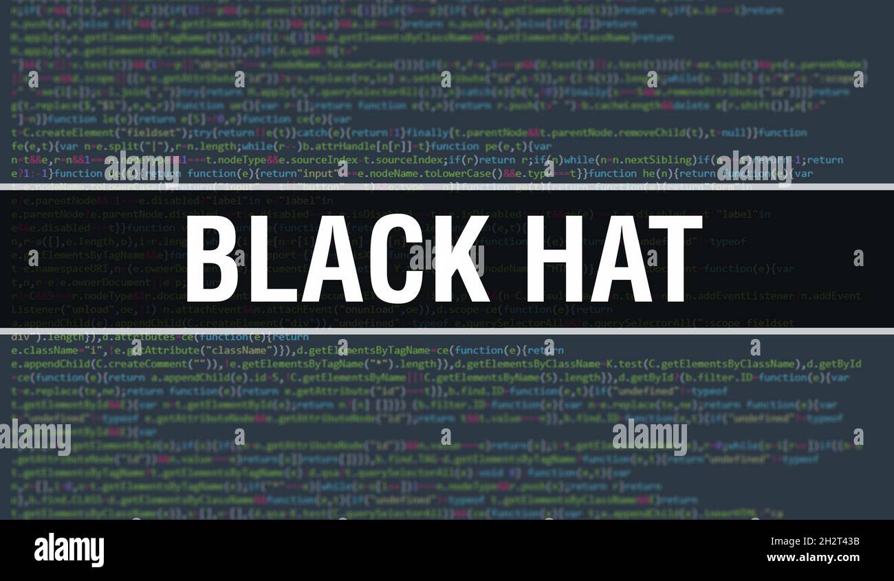 Black Hat with Digital java code text. Black Hat and Computer software ...
