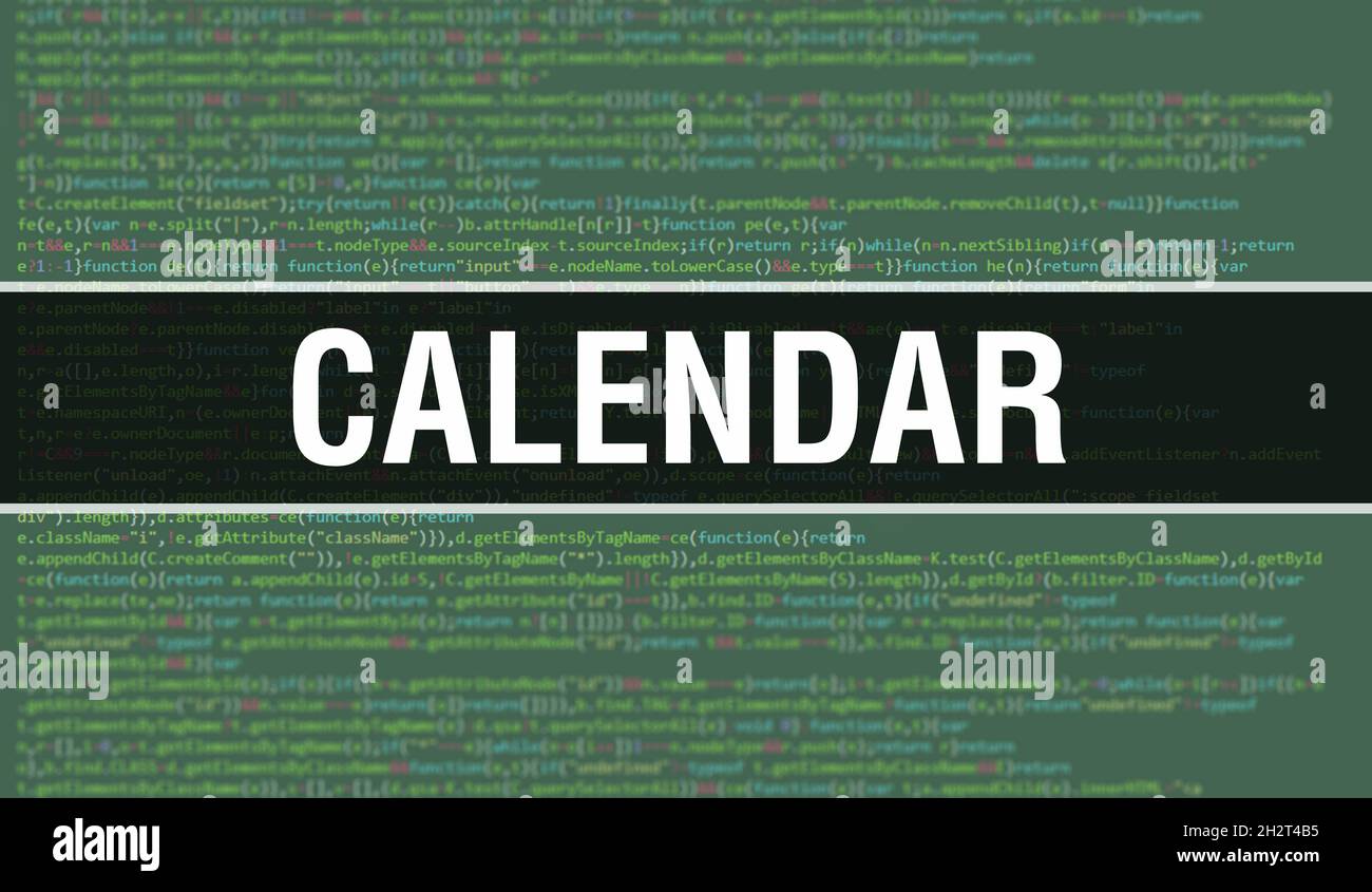 Calendar with Digital java code text. Calendar and Computer software ...