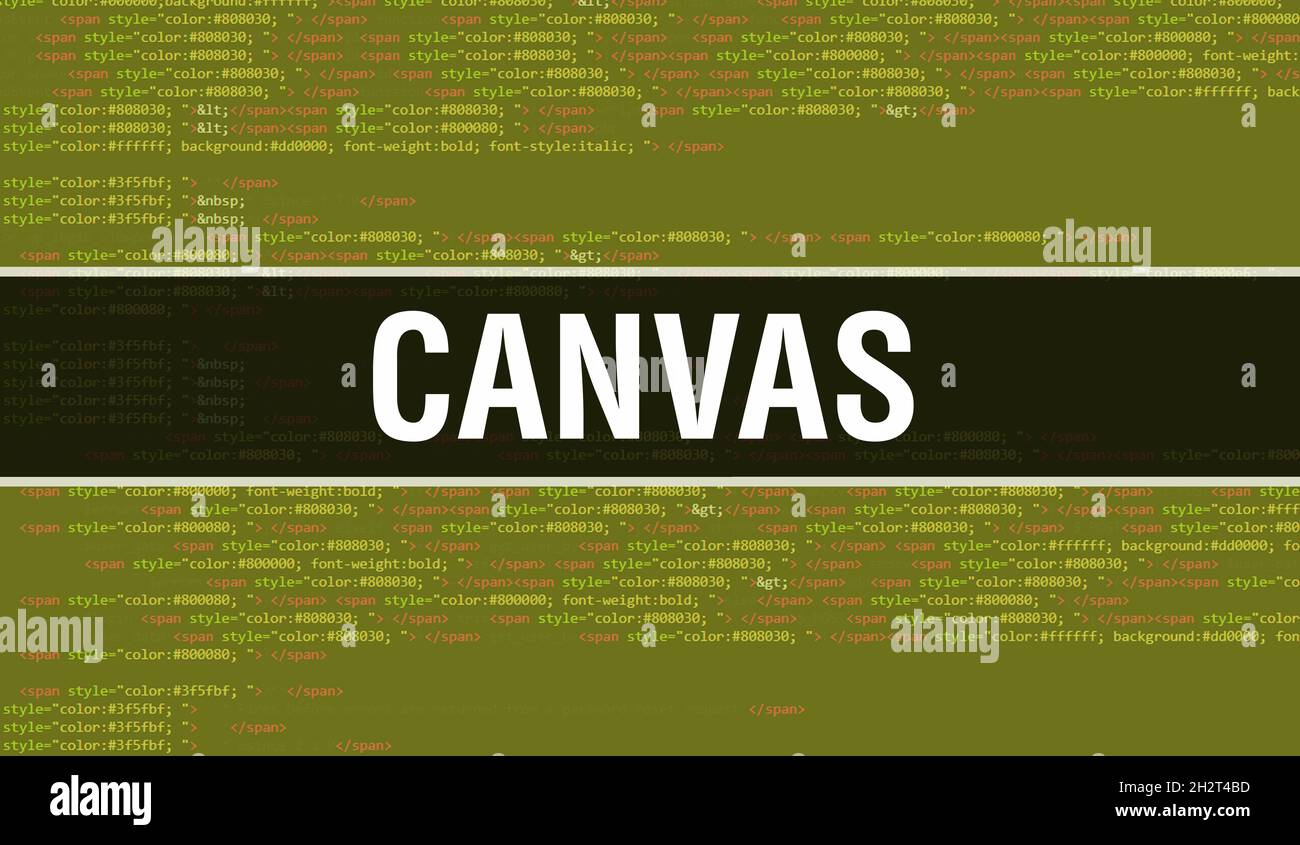 Canvas concept with Random Parts of Program Code.Canvas text written on ...