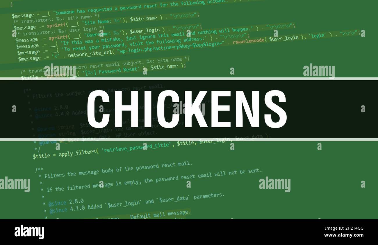 chickens concept with Random Parts of Program Code.chickens text ...