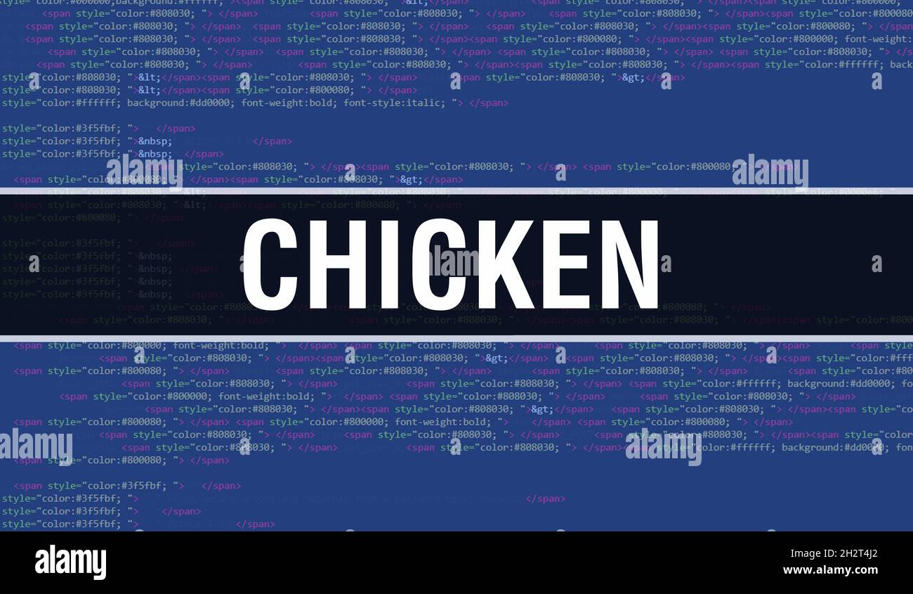 Chicken with Binary code digital technology background. Abstract ...