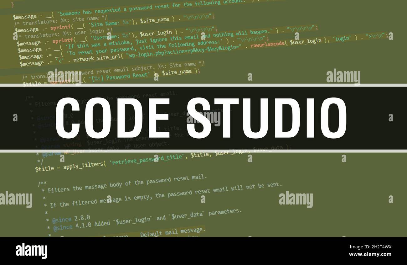code studio concept with Random Parts of Program Code.code studio text ...