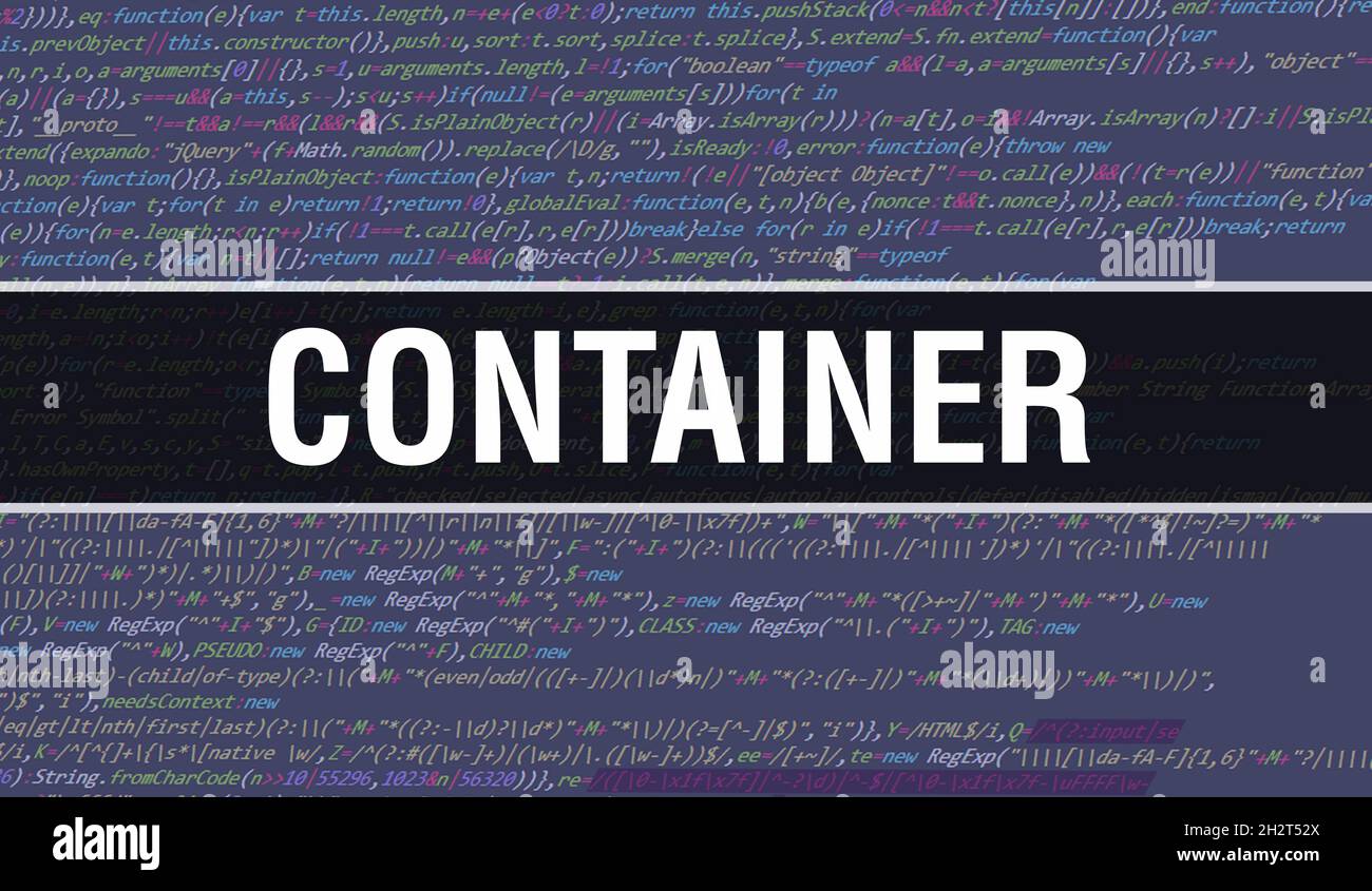 container text written on Programming code abstract technology ...