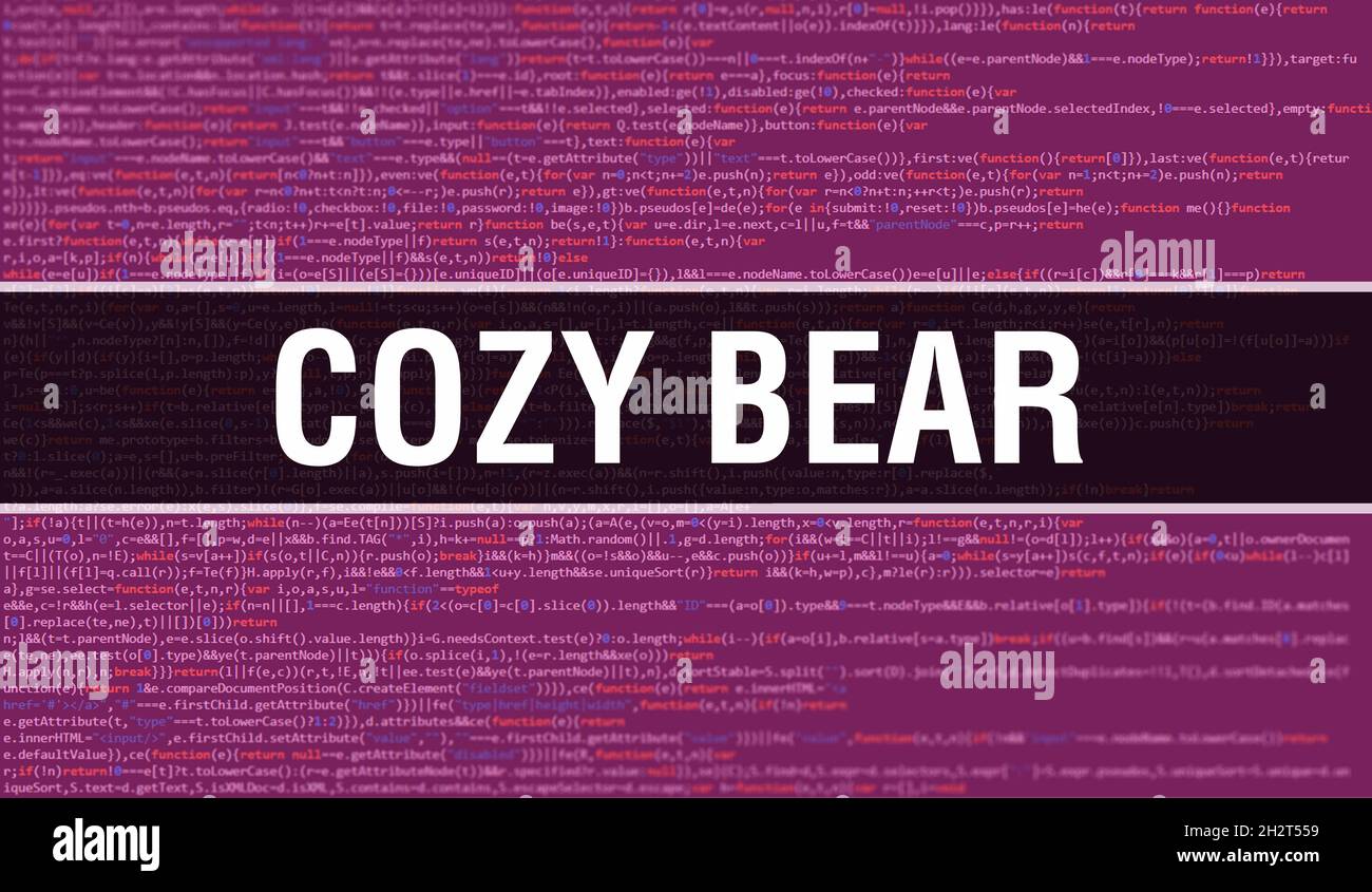 Cozy Bear with Digital java code text. Cozy Bear and Computer software ...