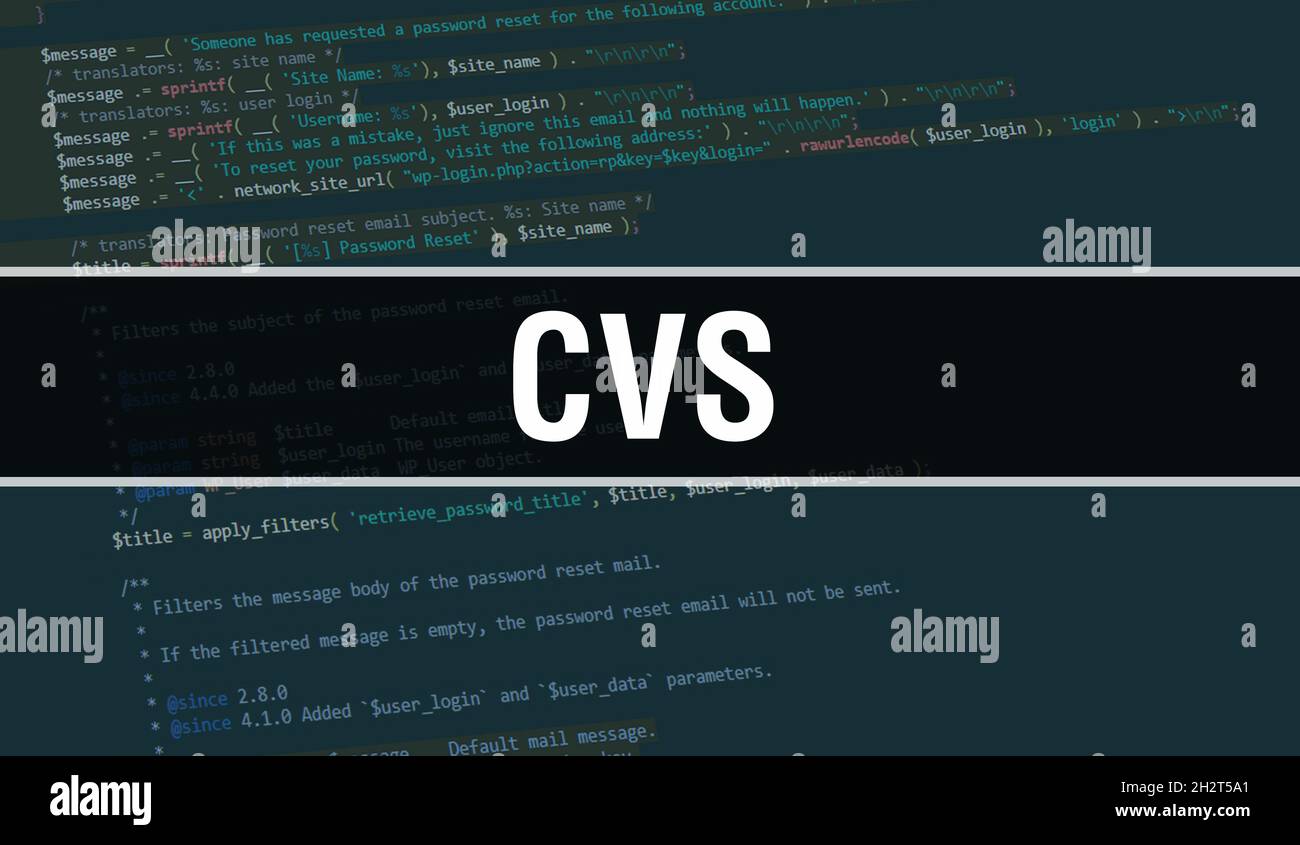 CVS concept with Random Parts of Program Code.CVS text written on ... image.