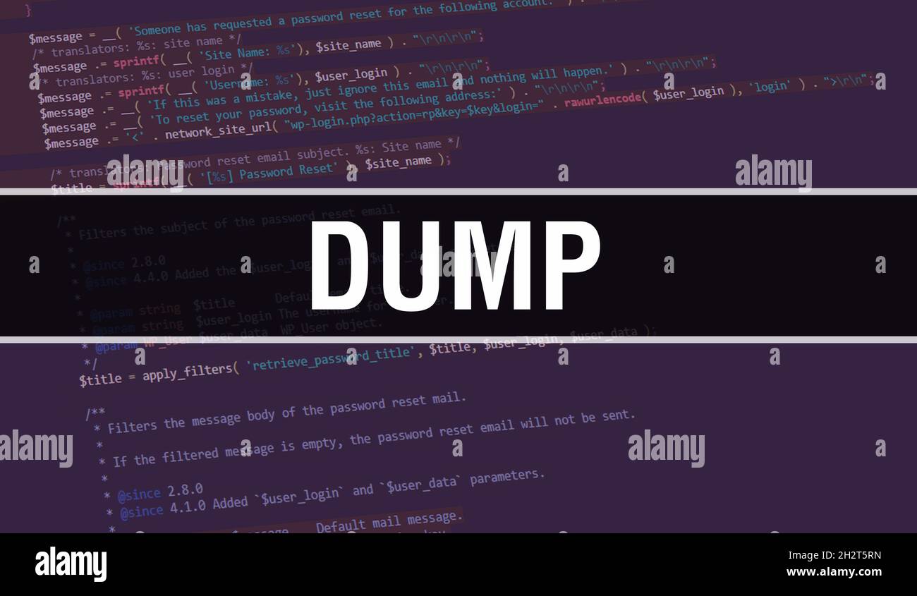 Dump concept with Random Parts of Program Code.Dump text written on ...