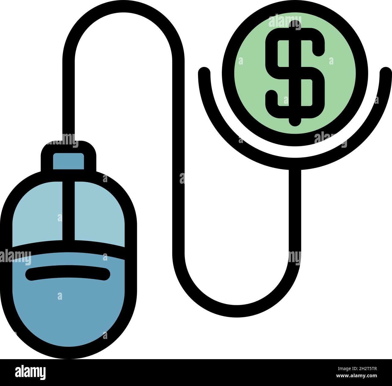 Computer mouse loan icon. Outline computer mouse loan vector icon color flat isolated Stock Vector