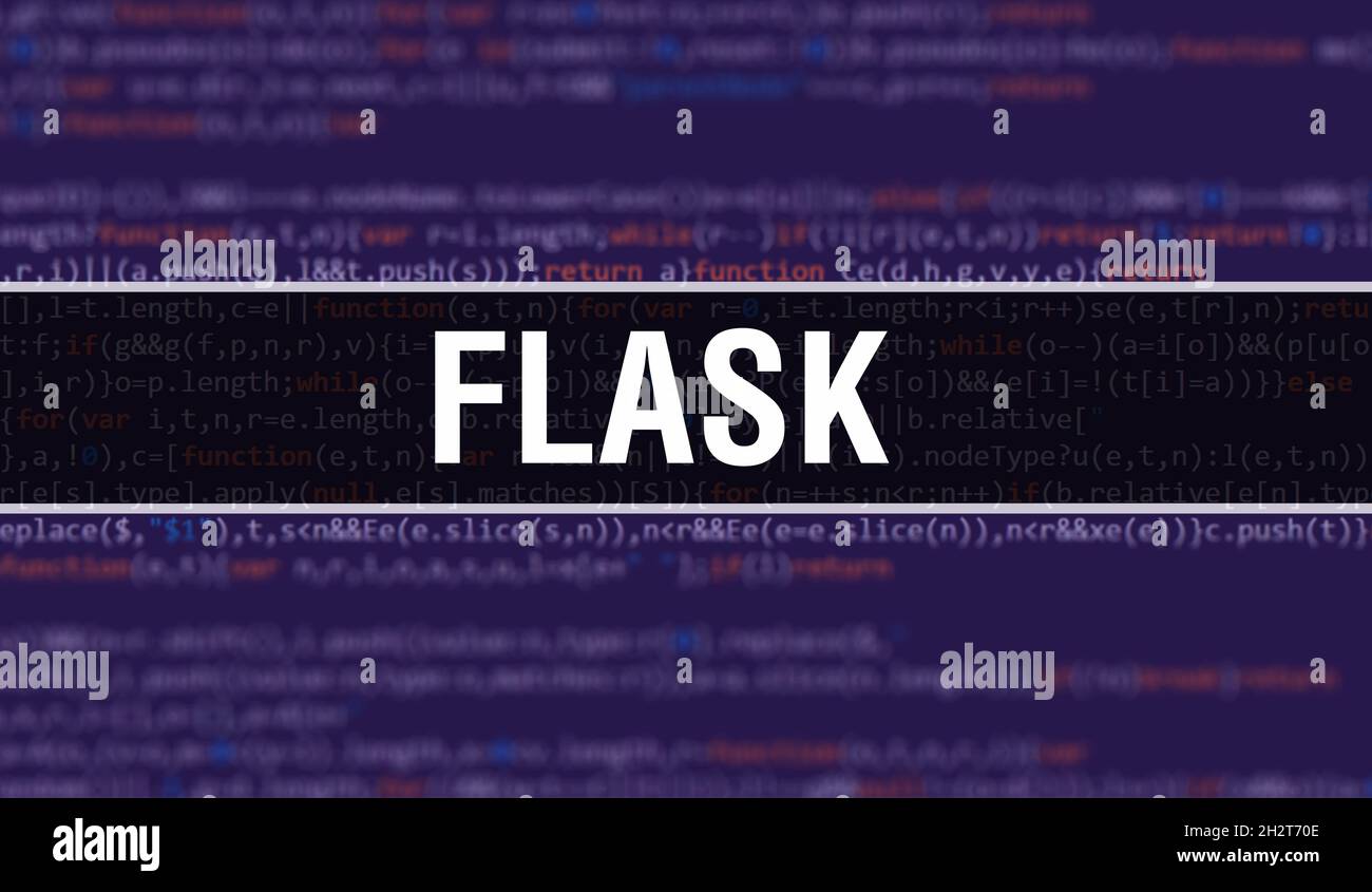 Flask with Binary code digital technology background. Abstract ...