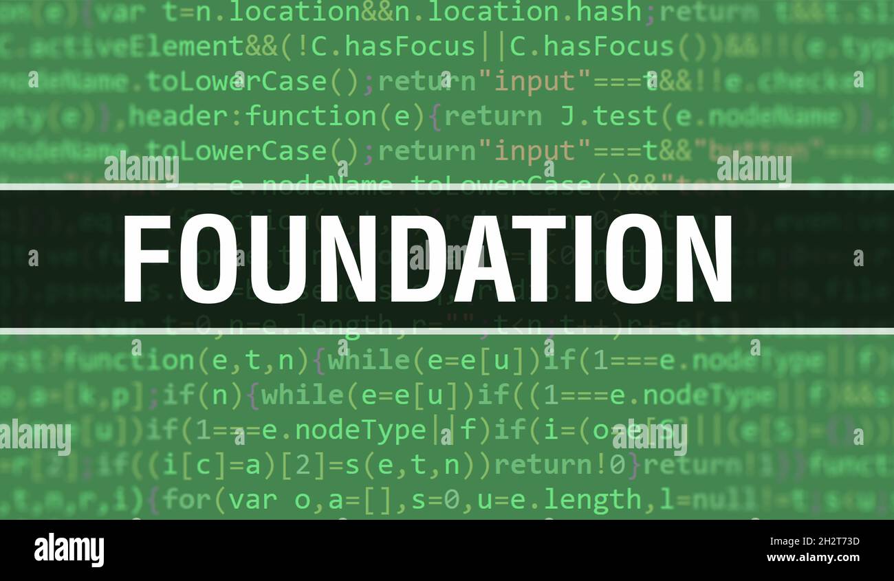 Foundation concept with Random Parts of Program Code. Foundation with ...