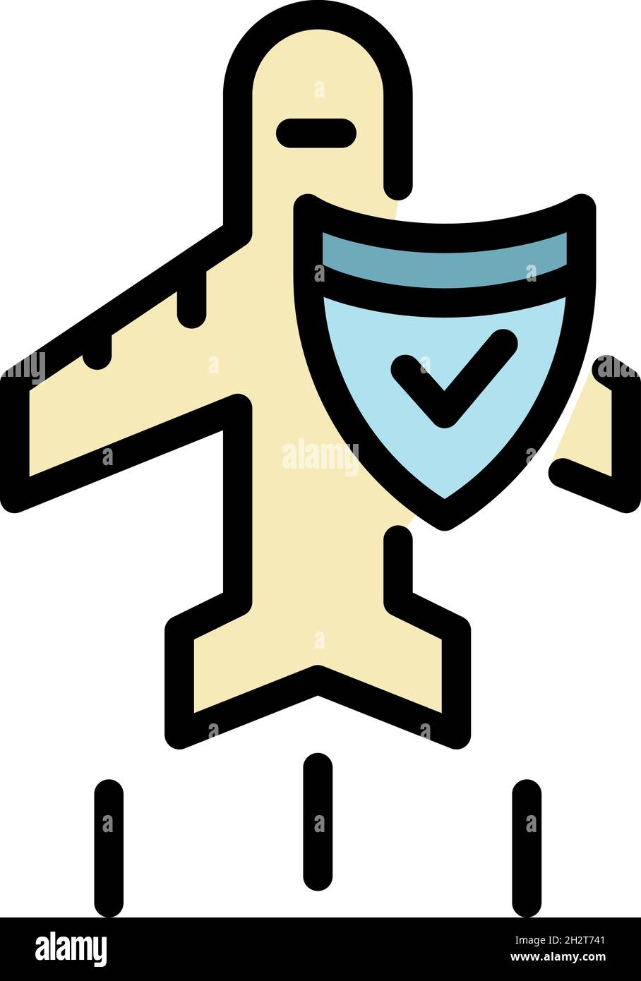 Protected airplane flight icon. Outline protected airplane flight ...
