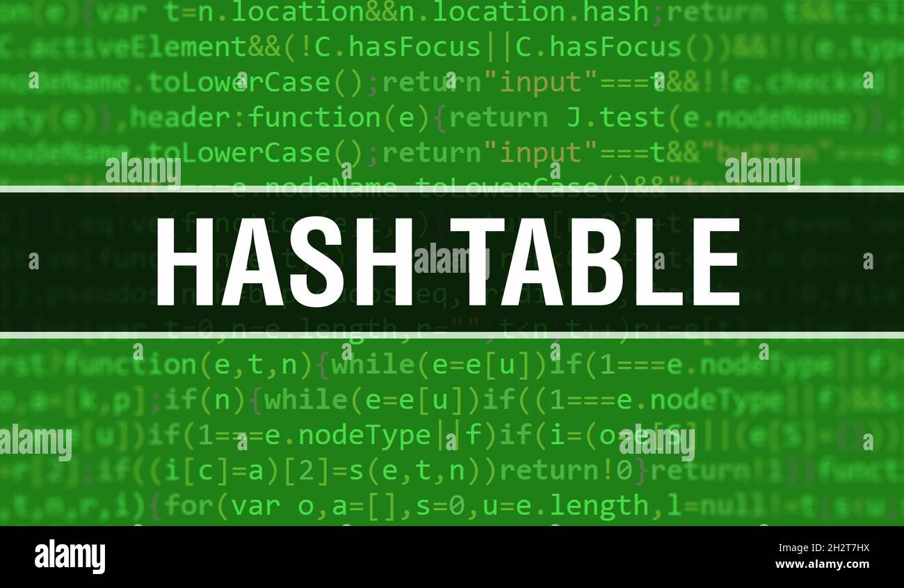 Hash table text written on Programming code abstract technology ...