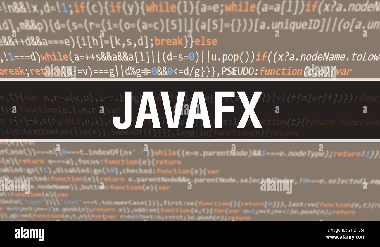 JavaFX concept illustration using code for developing programs and app ...
