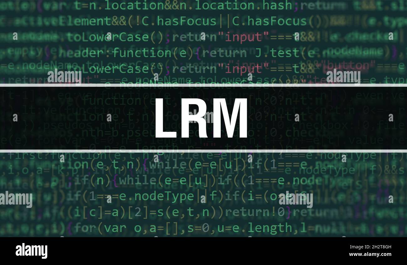 LRM text written on Programming code abstract technology background of software developer and Computer script. LRM concept of code on computer monitor Stock Photo