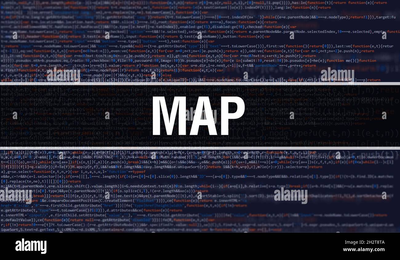 Map with Digital java code text. Map and Computer software coding ...