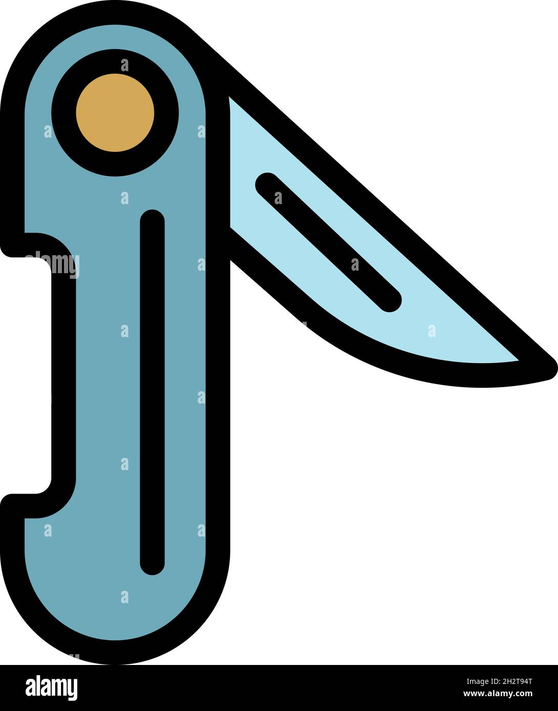 Camp knife icon. Outline camp knife vector icon color flat isolated ...
