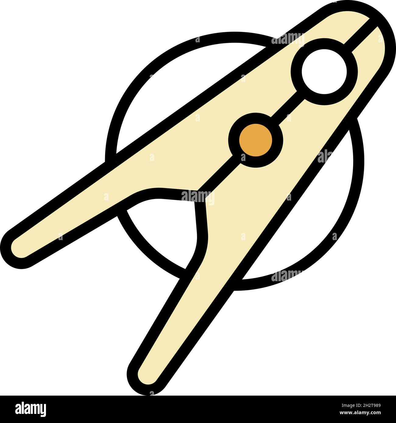 Stick clothes pin icon. Outline stick clothes pin vector icon color