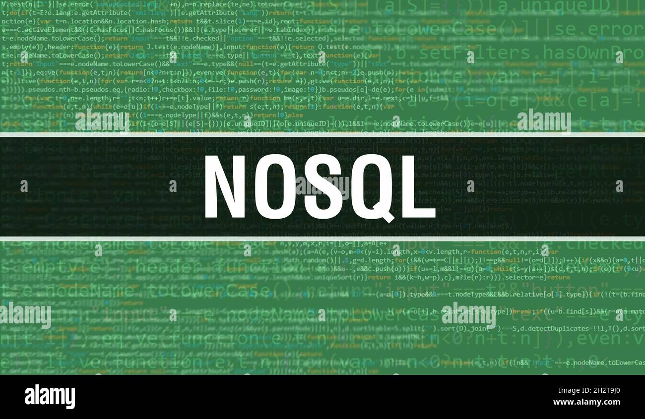 NoSQL text written on Programming code abstract technology background ...