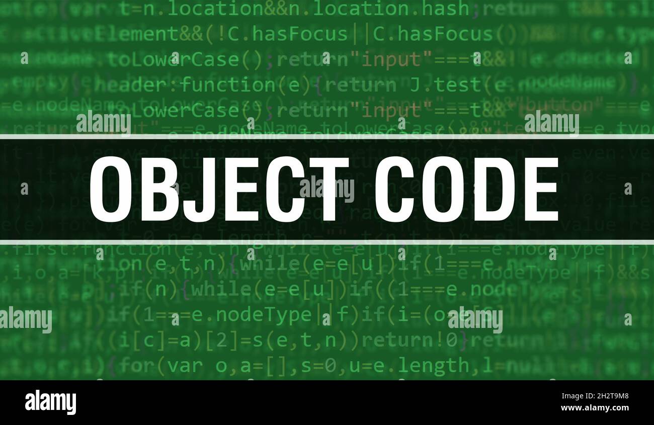Object code concept with Random Parts of Program Code. Object code with ...