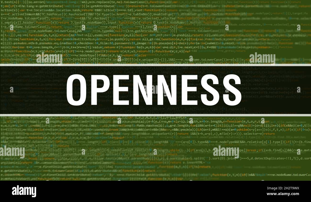 Openness concept with Random Parts of Program Code. Openness with Programming code abstract technology background of software developer and Computer s Stock Photo
