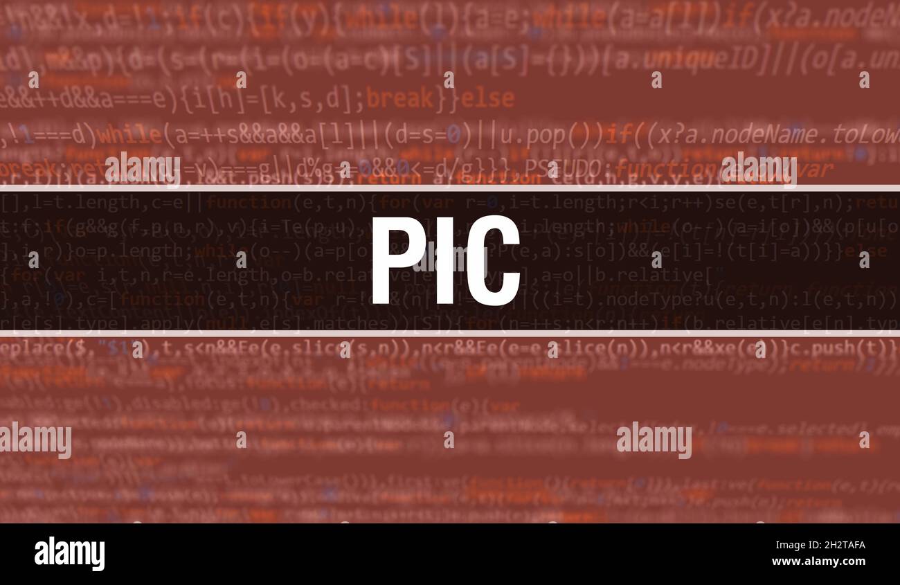 PIC text written on Programming code abstract technology background of ...