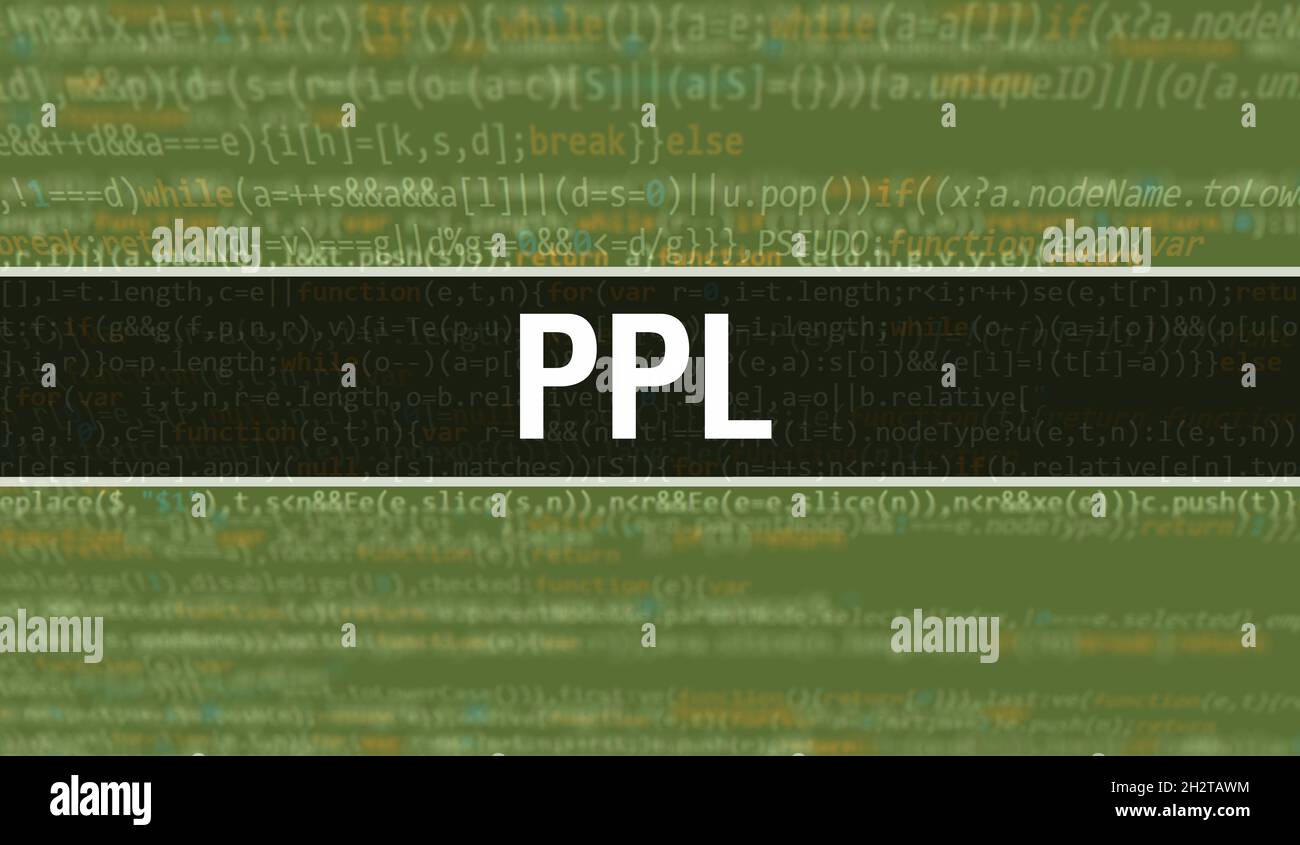 PPL text written on Programming code abstract technology background of ...