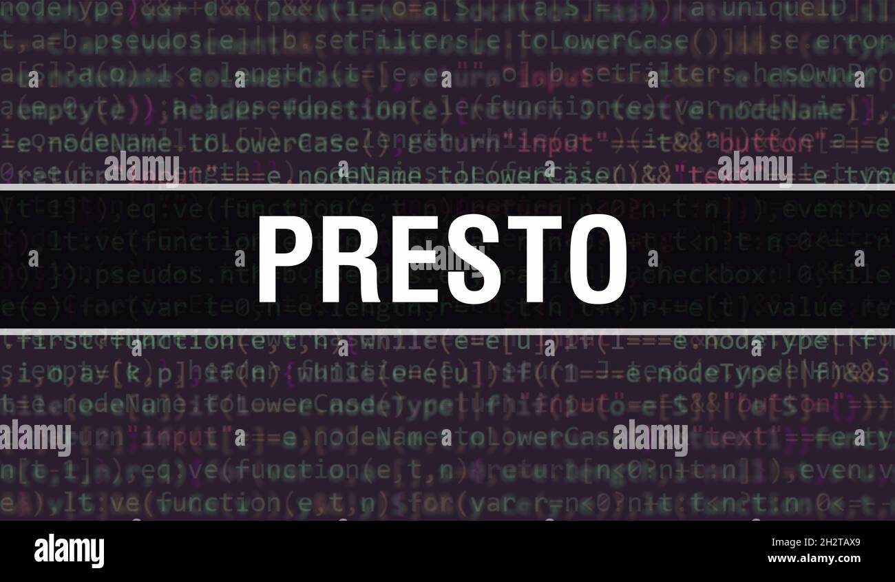 Presto with Binary code digital technology background. Abstract background  with program code and Presto. Programming and coding technology background  Stock Photo - Alamy