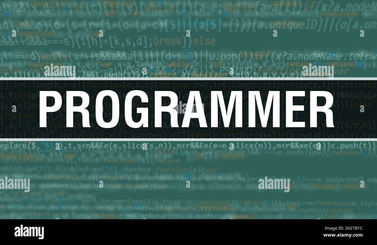 Programmer text written on Programming code abstract technology ...