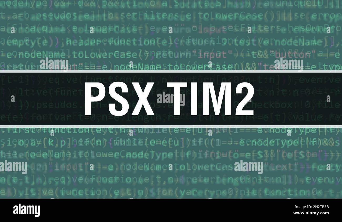 PSX TIM2 with Binary code digital technology background. Abstract background with program code and PSX TIM2. Programming and coding technology backgro Stock Photo