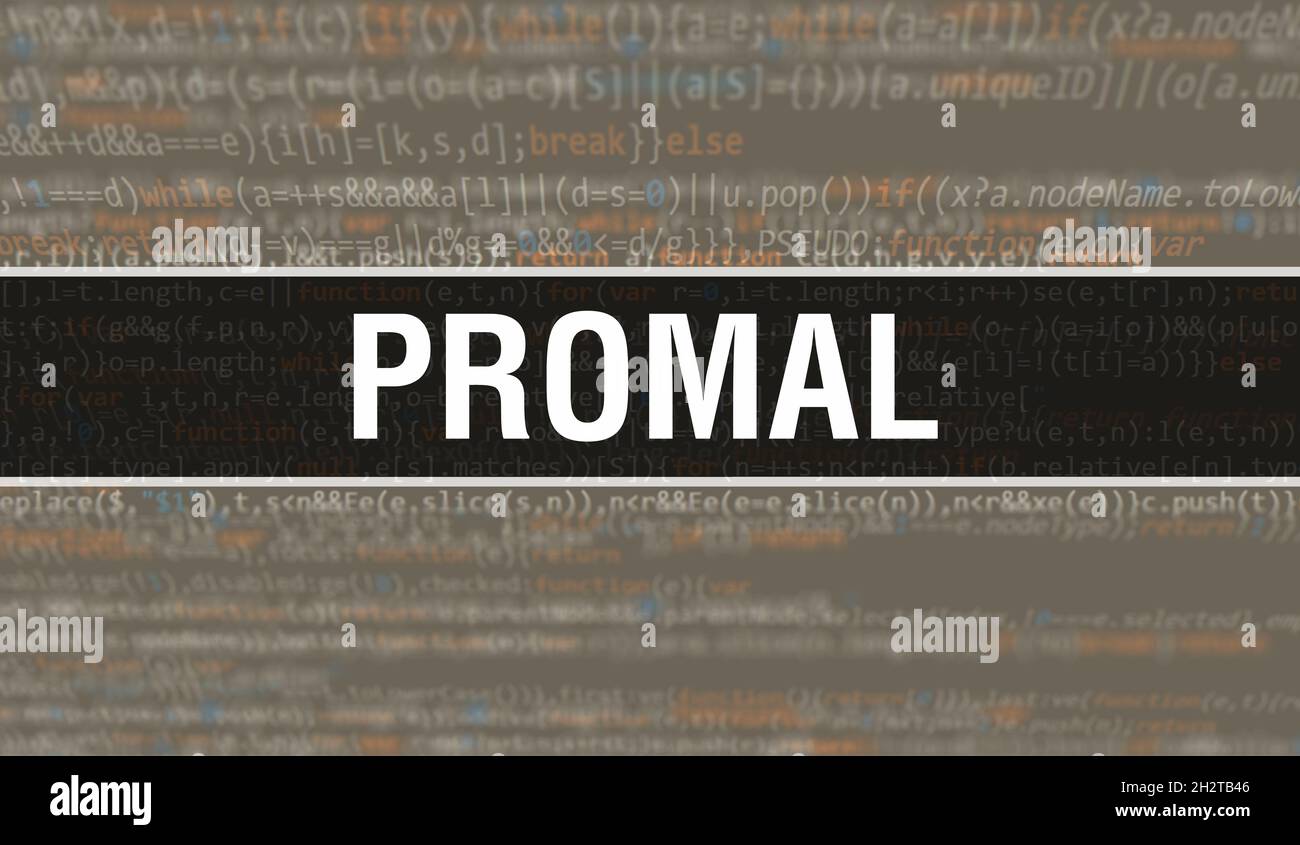 PROMAL text written on Programming code abstract technology background ...