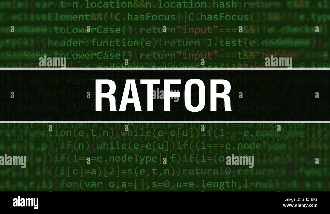 Ratfor concept with Random Parts of Program Code.Ratfor text written on