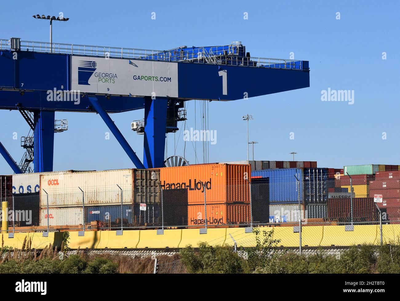 Savannah, United States. 23rd Oct, 2021. Shipping containers are seen