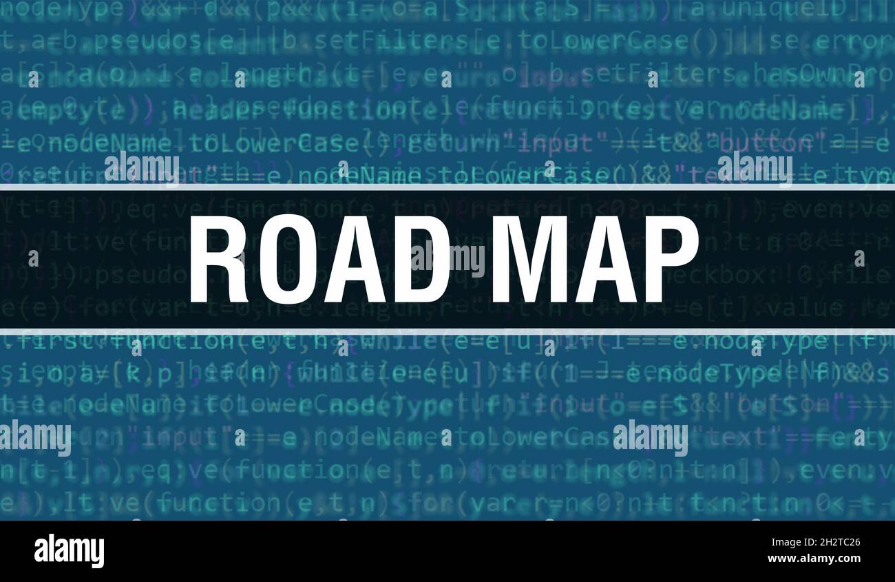 Road Map with Binary code digital technology background. Abstract ...