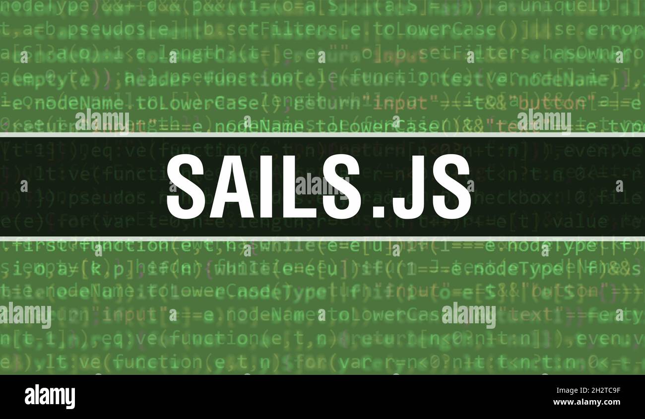 Sails.js with Binary code digital technology background. Abstract background with program code and Sails.js. Programming and coding technology backgro Stock Photo