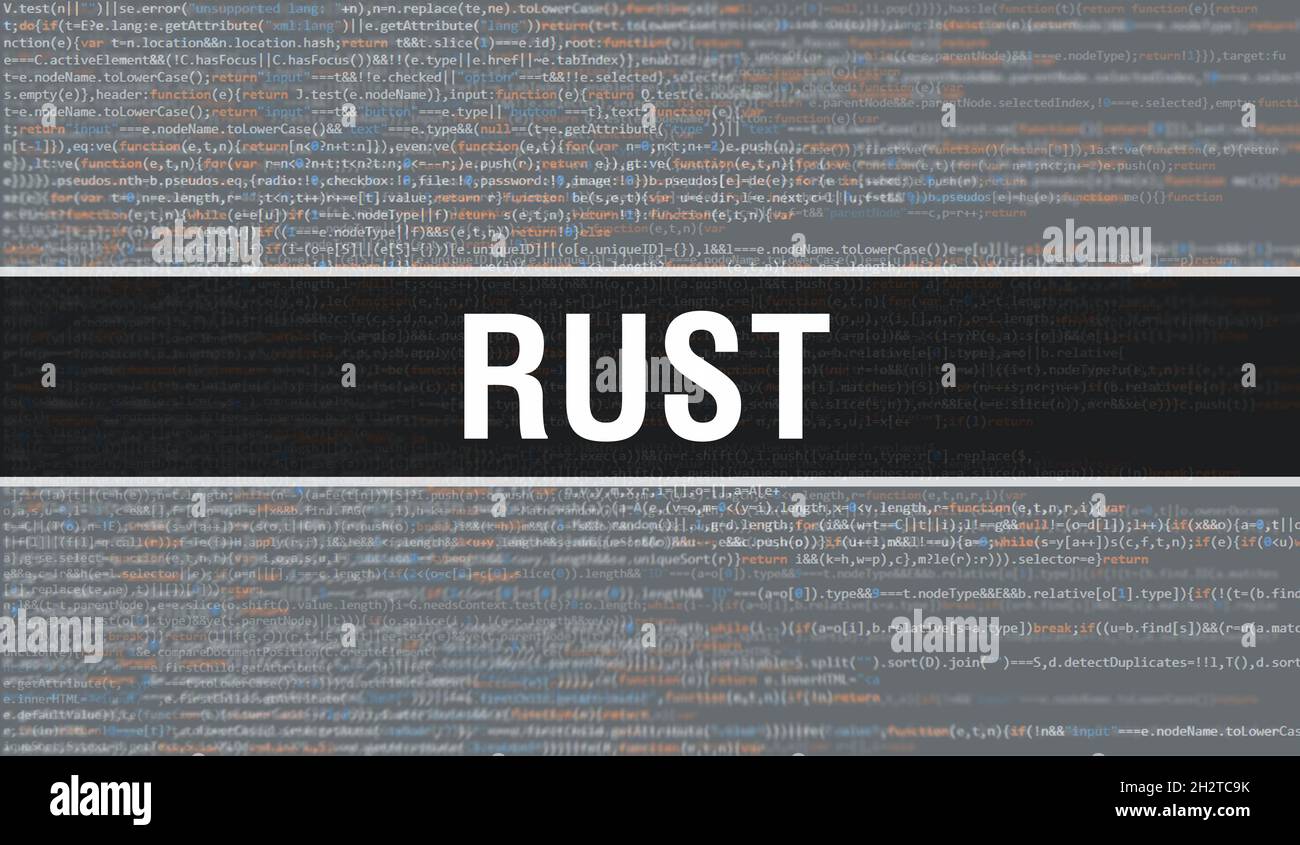 Rust concept with Random Parts of Program Code. Rust with Programming ...