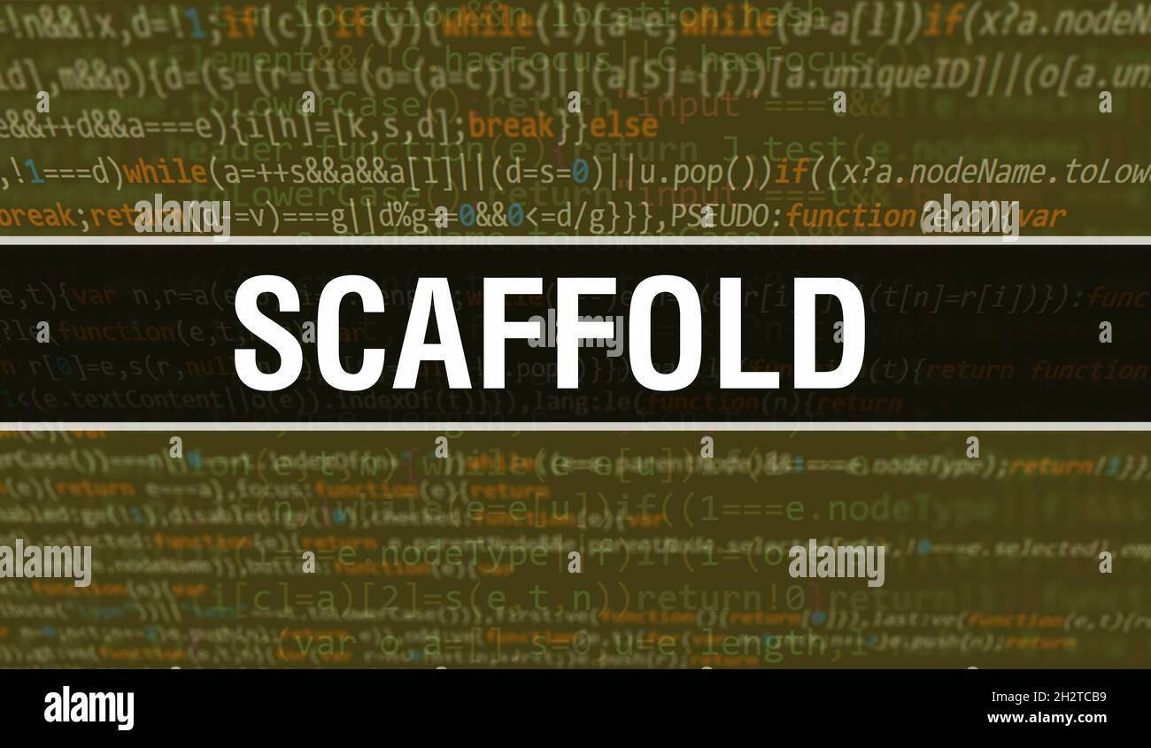 Scaffold concept illustration using code for developing programs and ...