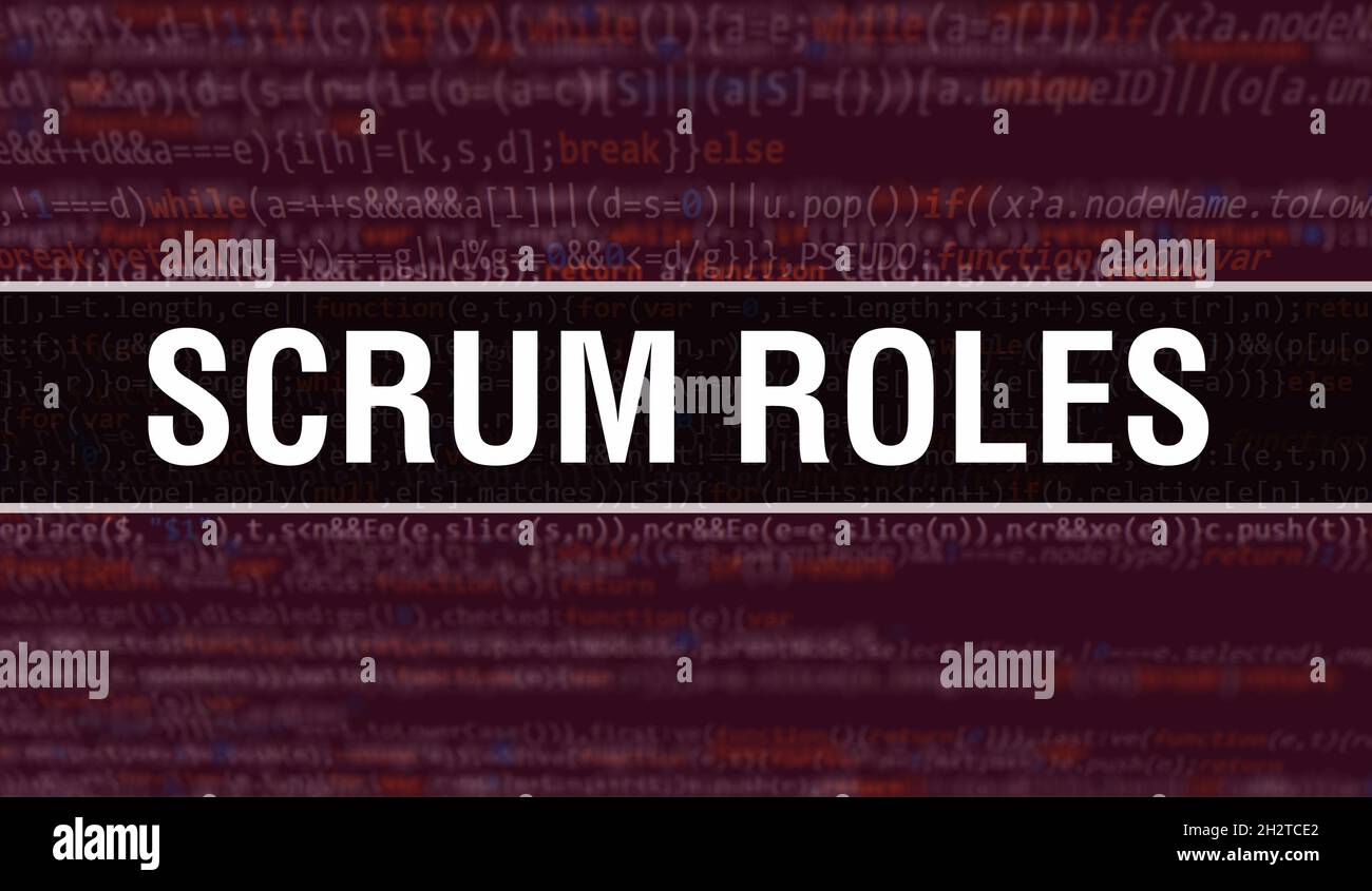 Scrum Roles text written on Programming code abstract technology ...