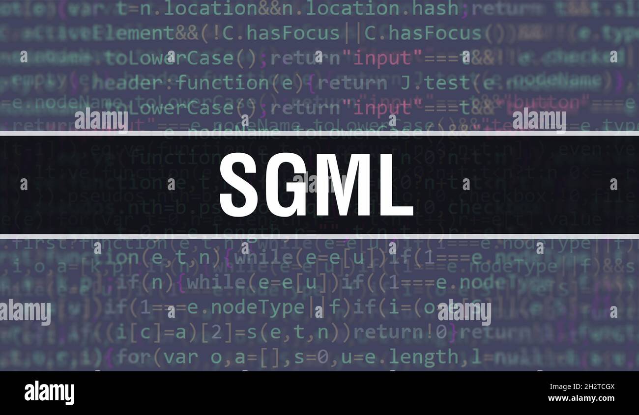 SGML concept with Random Parts of Program Code.SGML text written on ...