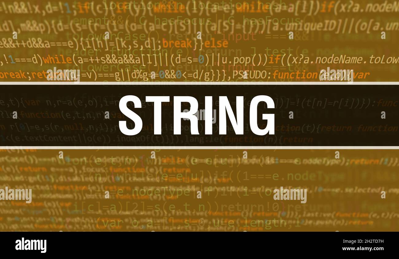 String concept illustration using code for developing programs and app.  String website code with colourful tags in browser view on dark background.  St Stock Photo - Alamy